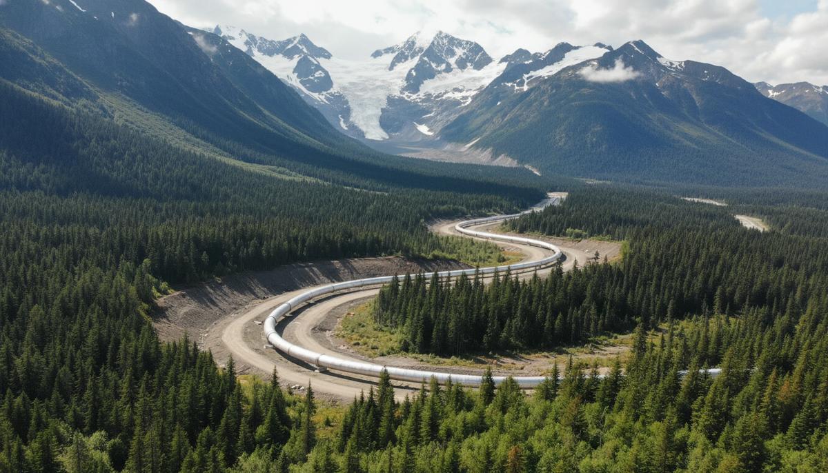 Канада готовится удвоить мощность газопровода Coastal GasLink для СПГ-проекта Новый магистральный газопровод Coastal GasLink в горном и лесном ландшафте Британской Колумбии, Канада.