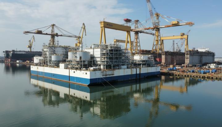 В Китае спустили на воду корпус первого в Индонезии плавучего СПГ-завода