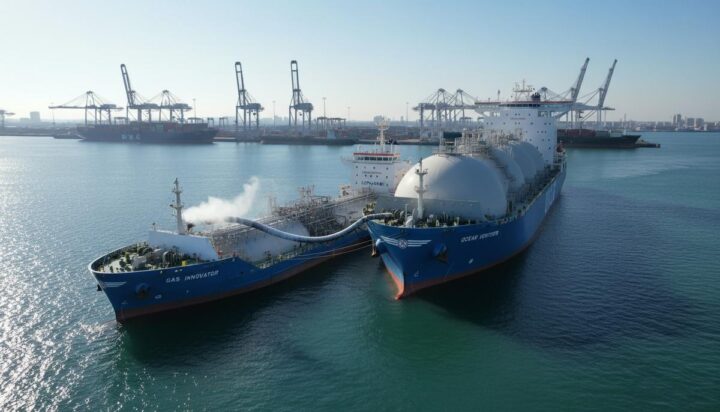 Новый контейнеровоз Yang Ming на СПГ впервые заправился в порту Сингапура